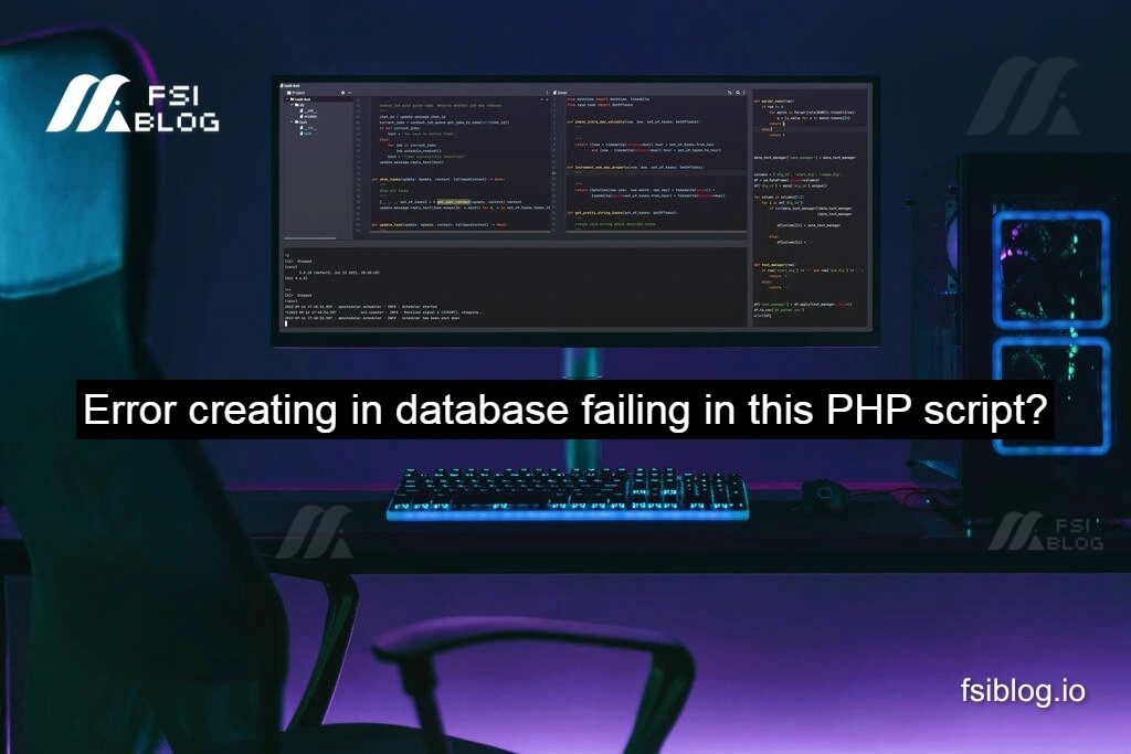 Error Creating in Database Failing in This PHP Script?